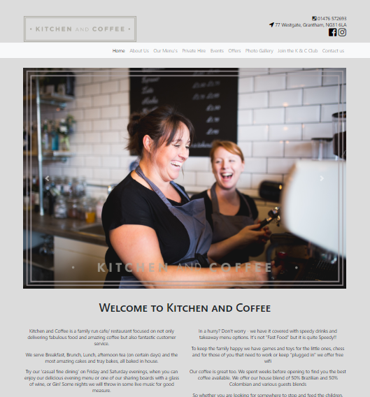 screenshot of Kitchen and Coffee Website 